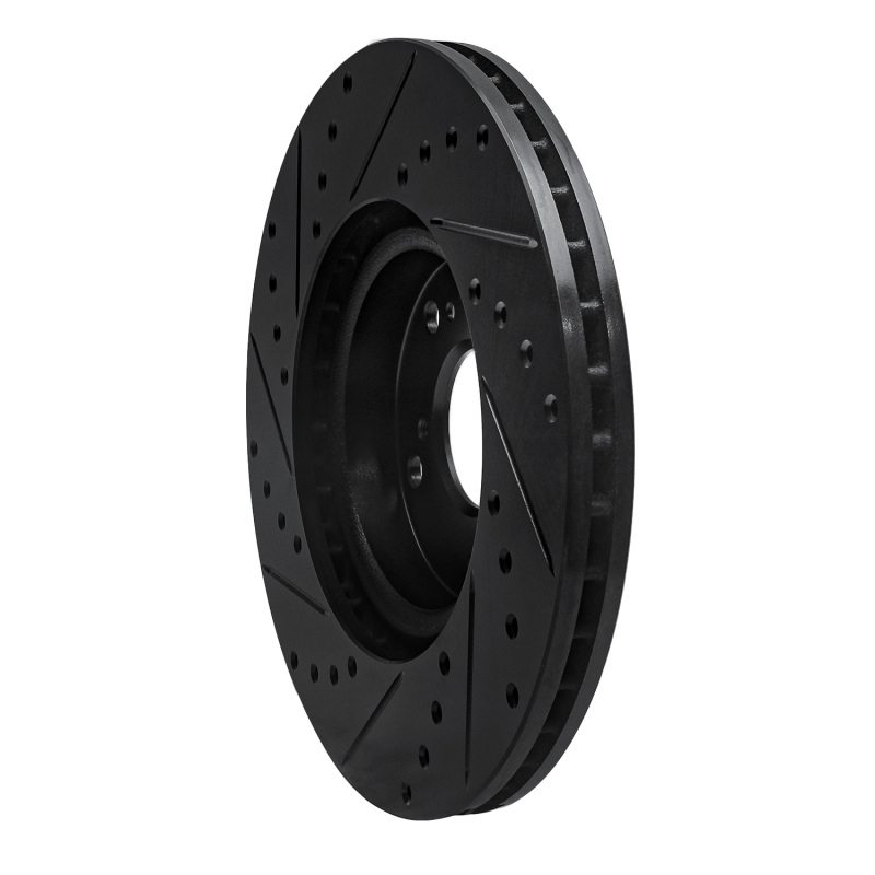 Acura ILX Brake Rotor (1) - Front Right - R1 Concepts - Drilled & Slotted - Black - `02-`15